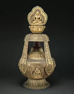 Ritual Object Collection: Vase of Longevity (Kalasha) with Buddha Amitabha, 17th century. Creator: Unknown