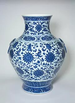 Qianlong Period Gallery: Vase with Loop Handles, Peony Scrolls, Eight Buddhist