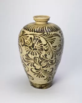 Goryeo Dynasty Gallery: Vase (Maebyong) with Stylized Floral Sprays, Korea, Goryeo dynasty (918-1392)