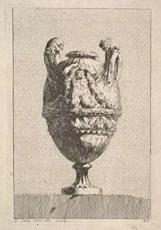 Siren Prints: Vase with a Male Siren holding up a Garland, from: Vases, 1746