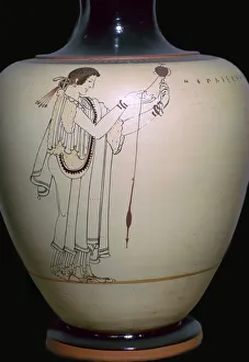 Spool Prints: Vase-painting of a woman spinning, 5th century BC
