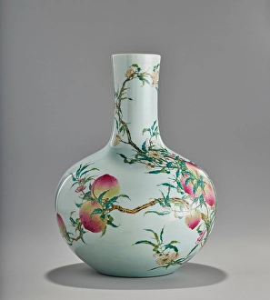 Overglaze Prints: Vase with nine peach design, 1736-1795. Creator: Unknown
