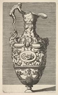 Caravaggio Polidoro Da Gallery: Vase with a River God in an Oval Medallion, 17th century. Creator: Rene Boyvin