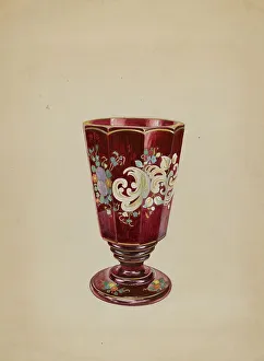 Glasswork Prints: Vase (Ruby Glass), c. 1936. Creator: Ralph Atkinson