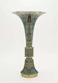 Cloisonne Gallery: Vase shaped like an archaic gu, Qing dynasty, 1662-1722. Creator: Unknown