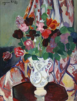 Vase with Tulips, 1927. Artist: Valadon, Suzanne (1865-1938) Vase with Tulips, 1927. Artist: Valadon, Suzanne (1865-1938)