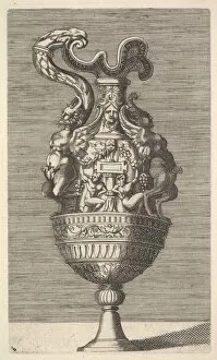 Caravaggio Polidoro Da Gallery: Vase with Two Winged Satyrs, 17th century. Creator: Rene Boyvin
