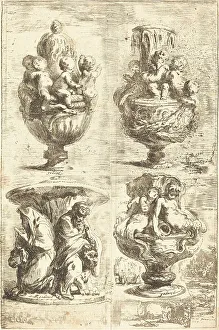 Human Figure Prints: Four Vases (Les quatres vases), 1754. Creator: Gabriel de Saint-Aubin
