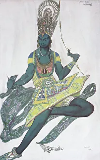 Vaslav Nijinsky. Costume design for the Ballet Blue God by R. Hahn, 1912. Artist: Bakst, Leon (1866-1924) Vaslav Nijinsky. Costume design for the Ballet Blue God by R. Hahn, 1912. Artist: Bakst, Leon (1866-1924)