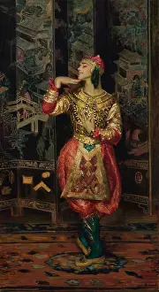 Vaslav Nijinsky dances "Danse Siamoise" in the ballet Les Orientales, c1911. Creator: Blanche, Jacques-Emile (1861-1942)