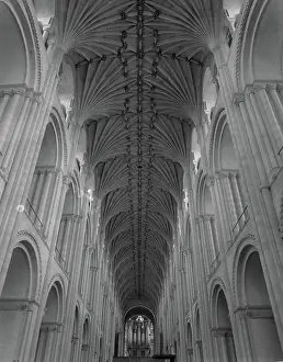 Eleventh Century Prints: Vaulted ceiling, Norwich Cathedral, Norfolk, c1955. Creator: Arthur Charles Kirby Ware