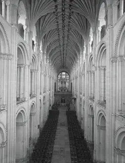 Eleventh Century Prints: Vaulted ceiling, Norwich Cathedral, Norfolk, c1955. Creator: Arthur Charles Kirby Ware