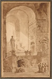 1733 1808 Prints: Vaulted Staircase, c. 1770-1779. Creator: Hubert Robert (French, 1733-1808)