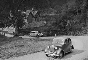Bend Prints: Vauxhall 10 of Miss IM Burton amd Rover of CG Dunham competing in the RAC Rally, 1939