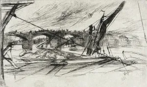 Whistler J Mcneill Prints: Vauxhall Bridge, 1861. Creator: James Abbott McNeill Whistler