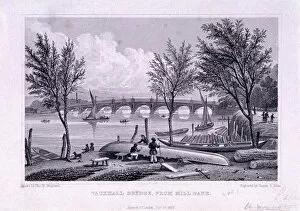Boatbuilding Gallery: Vauxhall Bridge, Lambeth, London, 1829. Artist: James B Allen