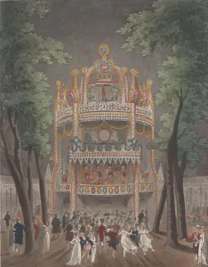 Augustus Charles Gallery: Vauxhall Garden, October 2, 1809. October 2, 1809. Creators: Thomas Rowlandson, J