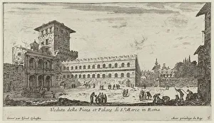 Silvestre Israel Prints: Veduta della Piaza et Palazo di St. Marco in Roma, 1640-1660. Creator: Israel Silvestre