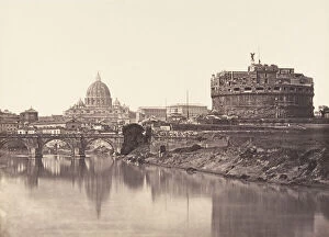 Images Dated 2nd December 2020: Veduta di Castel St Angelo. S. Pietro, 1848-52. Creator: Eugene Constant