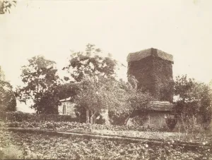 Vegetable Garden Prints: Vegetable Garden and Ivy Covered Tower, 1850s. Creator: Unknown
