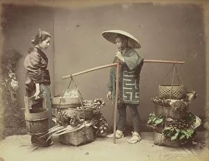 Pail Prints: Vegetable Peddler, 1870s-1890s. Creator: Kusakabe Kimbei