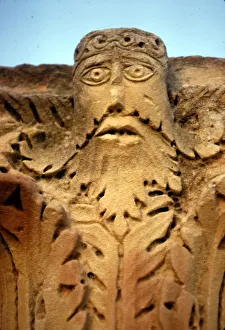 Tunis Prints: Vegetation figure on Roman Capital at Carthage Tunisia, 2nd-3rd century