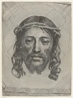The veil of Saint Veronica, 1949. Artist: Mellan, Claude (1598-1688)