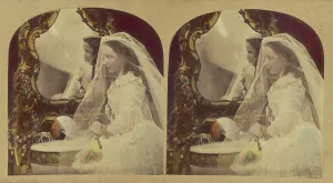 London Stereoscopic Photographic Co Prints: Veiled Bride, about 1865. Creator: London Stereoscopic & Photographic Co