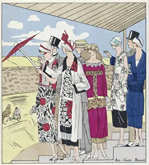Pochoir Print Prints: At the Velodrome, illustration from Art, Gout, Beaute, pub. 1924. Creator: French School