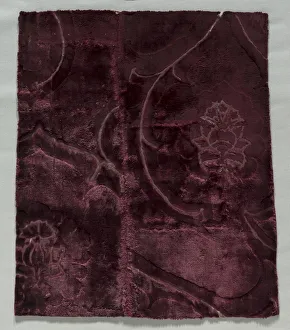 Two Velvet Fragments Sewn Together, 1400s. Creator: Unknown