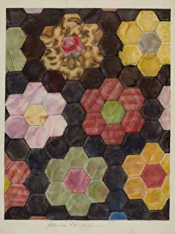 Needlepoint Prints: Velvet Pieced Quilt, c. 1938. Creator: Cora Parker