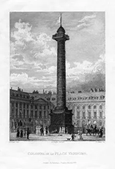 Battle Of Austerlitz Collection: The Vendome Column, Place Vendome, Paris, 1829. Artist: J Lewis