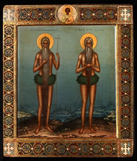 Athos Gallery: Venerable Onuphrius and Saint Peter of Mount Athos, 1902. Artist: Guryanov