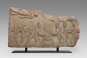 Veneration Prints: Veneration of the Bodhi Tree, 3rd century. Creator: Unknown