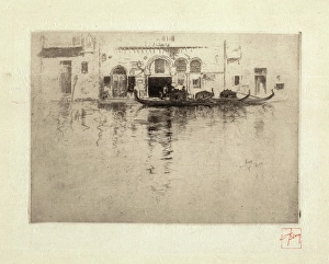 Gondolas Prints: Venetian Canal, 1880-1886. Creator: Robert Frederick Blum