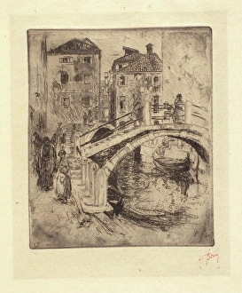 1886 Prints: Venetian Canal and Bridge, 1886. Creator: Robert Frederick Blum