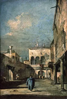 Fr Guardi Prints: Venetian Courtyard, 1770s. Artist: Francesco Guardi