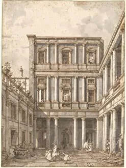 A Venetian Courtyard, in the Procuratie Nuove, c. 1760. Creator: Canaletto