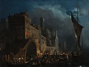 Laguna Veneta Prints: A Venetian gala night, 1825-1835. Creator: Caffi, Ippolito (1814-1866)
