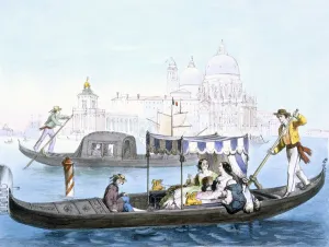 Gondoliers Prints: Venetian Gondola, c1850. Creator: Giovanni Battista Cecchini (1804-79)