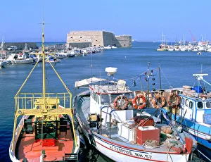 Heraklion Prints: Venetian harbour and Koules Fortress, Heraklion, Crete, Greece