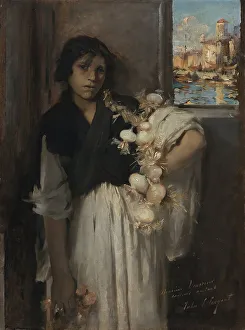 Vendor Prints: Venetian Onion Seller, 1880. Creator: John Singer Sargent