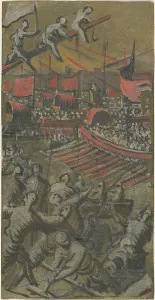 Istanbul Turkey Prints: Venetian Ships Attacking Constantinople, 1598/1605. Creator: Domenico Tintoretto