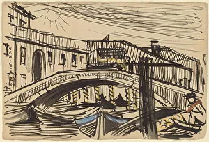Oscar Bluemmer Prints: Venice, Boats, 1912. Creator: Oscar Bluemner