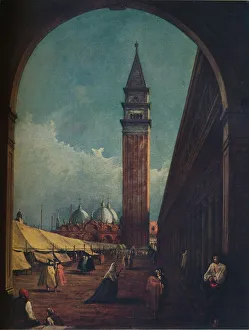 Fr Guardi Prints: Venice: A Fair in the Piazza San Marco Seen through an Archway at the South-West End