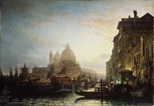 Basilica Di San Marco Gallery: Venice at night, 1856. Artist: Bogolyubov, Alexei Petrovich (1824-1896)