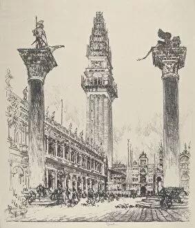 Bell Tower Gallery: Venice, Rebuilding the Campanile, 1911. Creator: Joseph Pennell