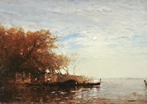 Harbour Wall Prints: Venise, le Jardin français au clair de lune