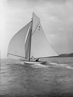 Ventana (H11), an early 8 Metre yacht, running downwind under spinnaker, 1913