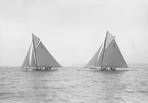 William Fife Prints: Ventana and The Truant racing upwind, 1913. Creator: Kirk & Sons of Cowes